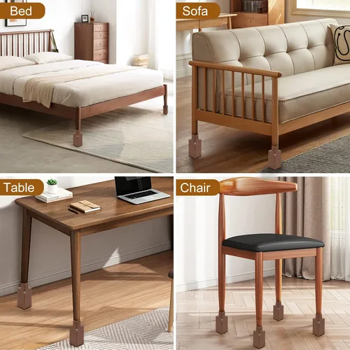 Vista 6 de Elevadores de cama de 4 pulgadas con abrazadera de tornillo ajustable, paquete de 4 elevadores de muebles resistentes, soporta hasta 5,000 libras