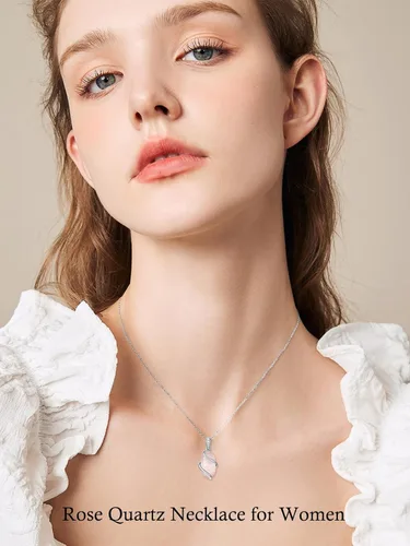 Vista 2 de HPQQ 925 Sterling Silver Necklace for Women Dainty Gemstone Pendant Fine Jewelry Anniversary Birthday Graduation Gifts for Women Women Girls Mom