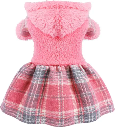 Vista 17 de Vestido de perro para perro pequeño, suéter Yorkie para niña, ropa de cachorro a cuadros, chihuahua, gato, linda ropa de forro polar cálido