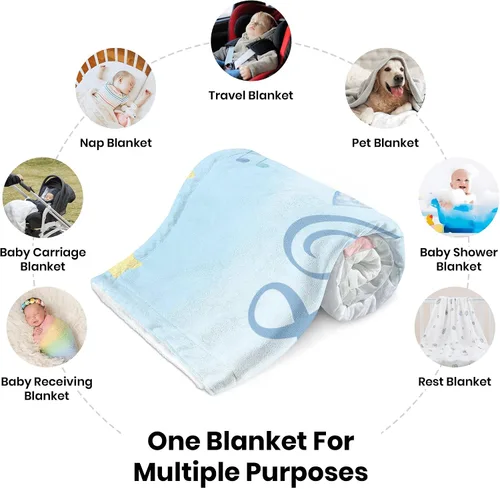 Vista 7 de J&SBGFT Manta de Bebé Personalizada para Niños - Manta con Nombre Personalizado para Niños Pequeños, Niños - Manta Decorativa de Guardería Cochecito