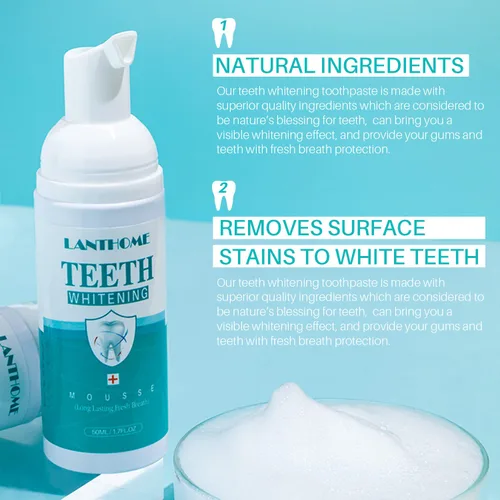 Vista 3 de LANTHOME Productos de blanqueamiento de dientes de espuma blanca (2 piezas) - Mousse blanqueador de dientes, espuma para blanquear los dientes