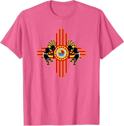 Vista 28 de Native American Kokopelli Kachina Zia Symbol 2 - Camiseta divertida para fanáticos, Negro