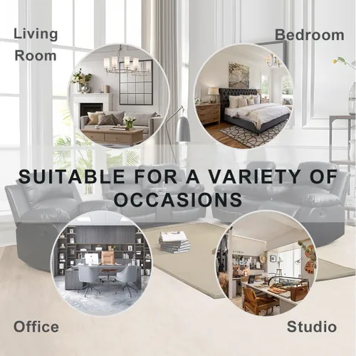 Vista 9 de Conjunto de sofá para sala de Estar, sillón reclinable de cuero transpirable, sofá de 3 plazas para cine en casa con portavasos para apartamento