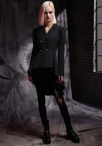Vista 4 de Scarlet Darkness Women's Vintage Gothic Tailcoat Long Sleeve Tuxedo Jacket Steampunk Jacket Coat