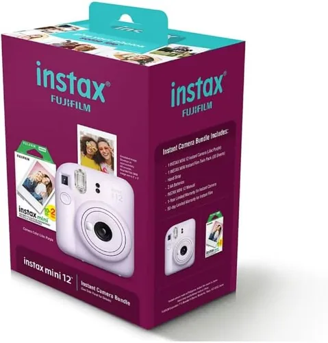 Vista 2 de Fujifilm Instax Mini 12 - Cámara instantánea con película adicional, 20 hojas, color lila (morado)