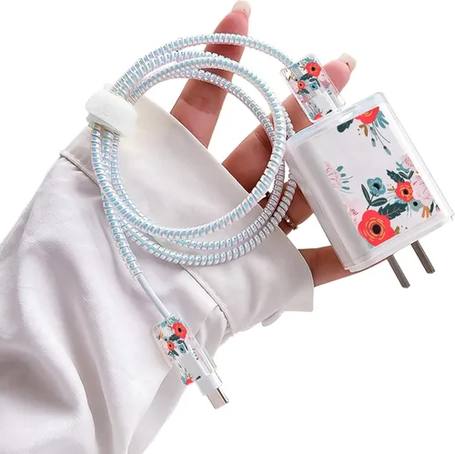 Vista 16 de Lindos protectores de cable para iPhone Funda de carga bonita elegante patrón de mariposas azules diseño único cable de datos cargador de línea