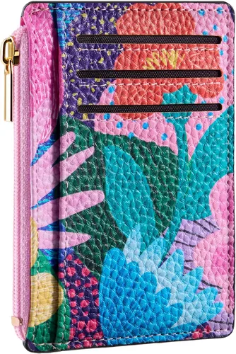 Vista 28 de Tipmile Tarjetero compacto para tarjetas de crédito con ventana de identificación para mujer, delgada y minimalista, bolsillo frontal, cartera