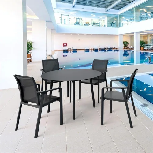 Vista 10 de Compamia Pacific Sling - Silla con brazo en color negro (juego de 2)