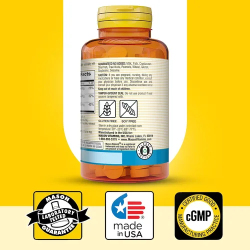 Vista 6 de Mason Natural Calcio, magnesio y zinc, suministro para 300 días, apoya la salud ósea normal y el refuerzo del sistema inmunológico, paquete de 3