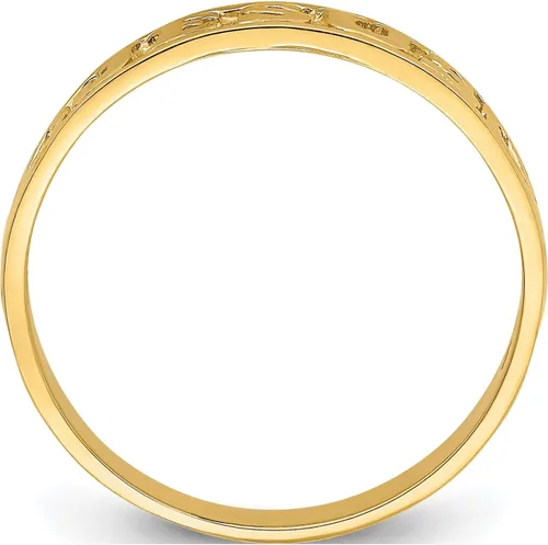 Vista 2 de Anillo Jesús Pulido con Corazones de Oro Amarillo de 14K - Jewelry By Sweet Pea, Metal