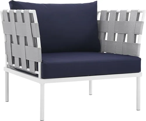 Vista 19 de Modway EEI-2601-WHI-WHI MO-EEI-2601-WHI-WHI Harmony Patio al aire libre Aluminio, sofá esquinero, blanco blanco