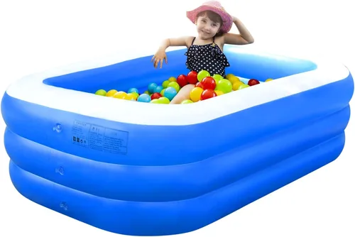 Vista 10 de Piscina, 59 x 43 x 19.5 pulgadas, piscina inflable familiar rectangular para niños pequeños que juegan, piscina de pelotas, fácil de instalar sobre