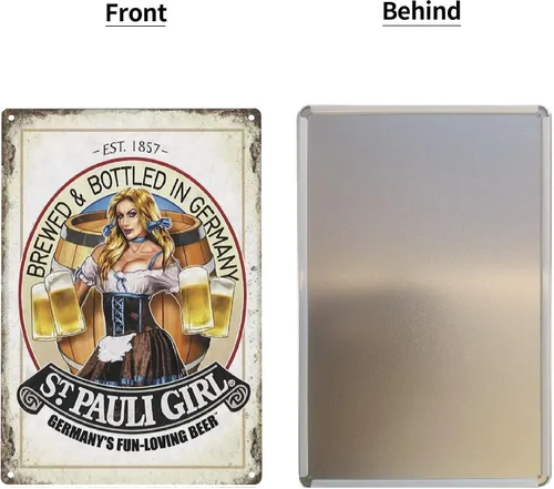 Vista 3 de Bre Wed Bottled In Germany St Pauli Girl Fermany'S Fun Loving Beer Retro Letrero de metal para decoración de bar, hogar, comedor, bar, tienda, mural
