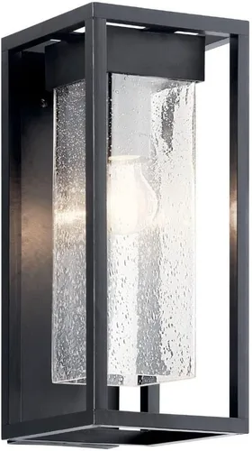 Vista 15 de Kichler Mercer 59060BSL - Lámpara de pared para exteriores de 12 pulgadas en color negro, aplique de pared exterior de 1 luz con vidrio transparente