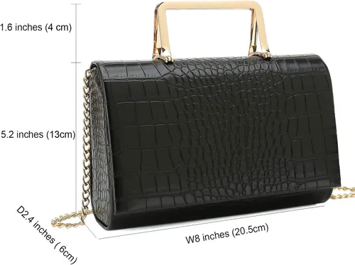 Vista 3 de CHARMING TAILOR Bolso de mano pequeño con estampado de cocodrilo de poliuretano, bolso de mano para mujer