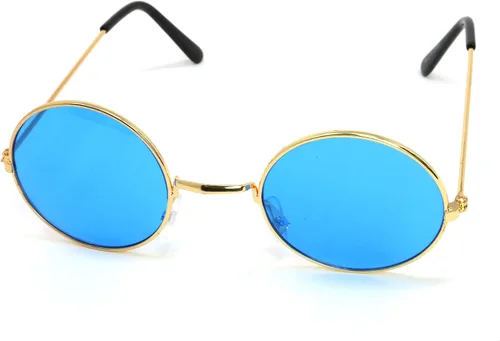 Vista 4 de Skeleteen Gafas hippie Blue Circle Gafas de sol hipster estilo azul de los años 60 1 par