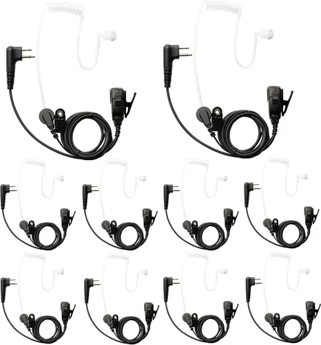 Vista 10 de Kit de vigilancia Baofeng UV-5R de 2 pines y 2 cables compatible con BTECH Retc15/Retevis RT21 RT22 Kenwood Arcshell AR-5 Walkie Talkie Radio