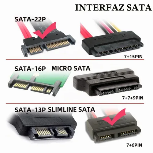 Vista 2 de chenyang SATA 22Pin macho a Slimline SATA 13 hembra portátil CD-ROM convertidor adaptador SATA 13P negro a SATA 22P