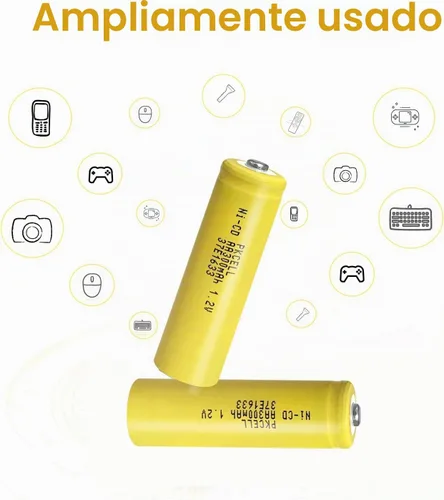 Vista 3 de PKCELL Paquete de 4 pilas recargables AA 1.2V 300mAh NICD para luces