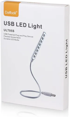 Vista 7 de Luz LED USB Daffodil ULT05 – 8 lámpara LED de lectura super luminosa – No Necesita baterías – Compatible con PC & Mac (Negro)