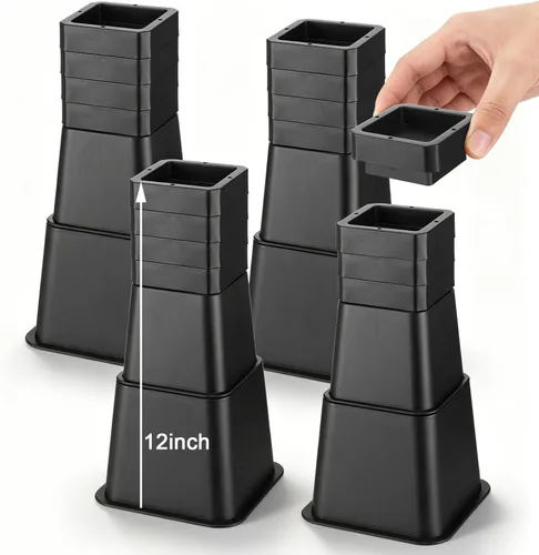 Vista 8 de Relaxweex 20 elevadores de cama resistentes de altura de 1 a 10 pulgadas, elevadores de muebles ajustables para silla, mesa, escritorio, patas