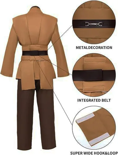 Vista 3 de Adult Mens Costume Robe Cosplay Halloween Cloak Tunic Belt Set