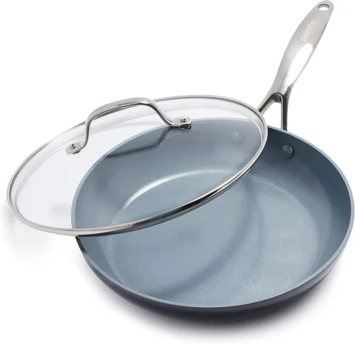 Vista 12 de GreenPan Valencia Pro - Juego de sartenes antiadherentes de cerámica de 10 y 12 pulgadas, utensilios de cocina anodizados duros sin PFAS, listos