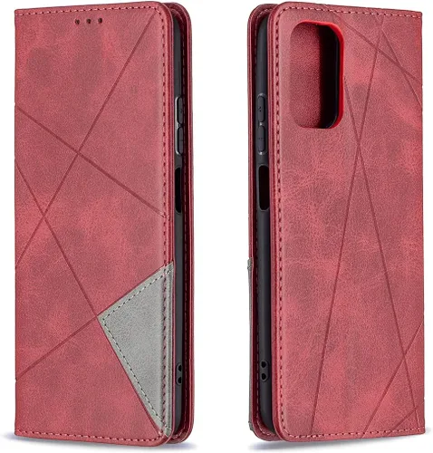 Vista 9 de Funda con tapa para Xiaomi Redmi Note 10 4G/Note 10S, patrón de rombos de cuero de primera calidad, función atril, cierre magnético, color negro