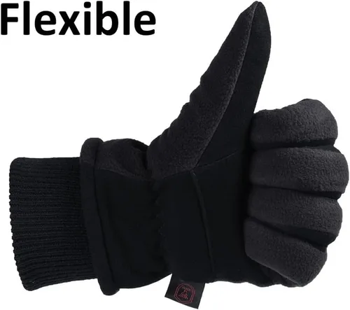 Vista 5 de OZERO Winter Gloves Deerskin Suede Leather and Insulated Polar Fleece Water Resistant Thermal Gifts for Men and Women