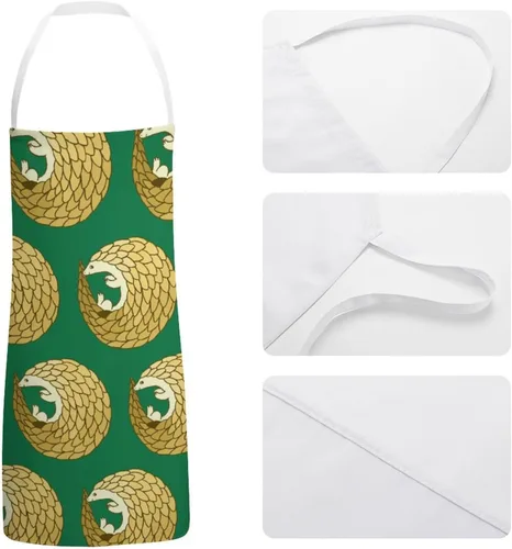 Vista 3 de Funny Pangolin Kitchen Apron with Adjustable Neck Strap Waterproof for Cooking Baking Drawing