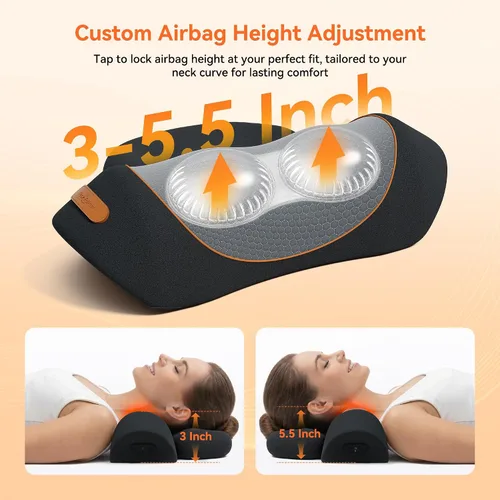 Vista 3 de Almohada masajeadora de cuello inalámbrica 3 en 1 con calor, vibración y Negro