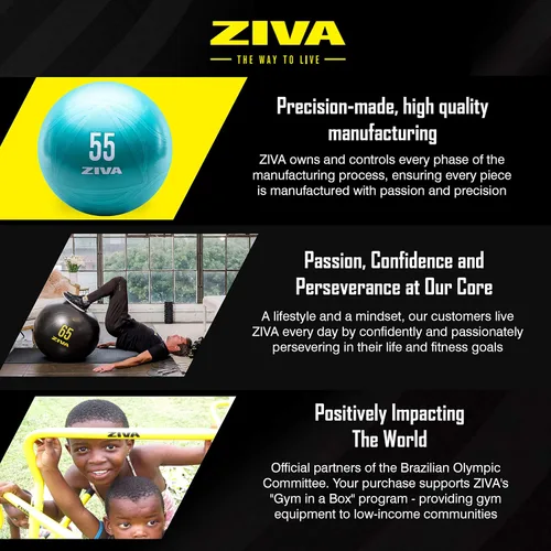 Vista 9 de Ziva Pelota de ejercicio de fitness con núcleo antiestallido, pelota de yoga antideslizante de grado profesional para equilibrio de estabilidad