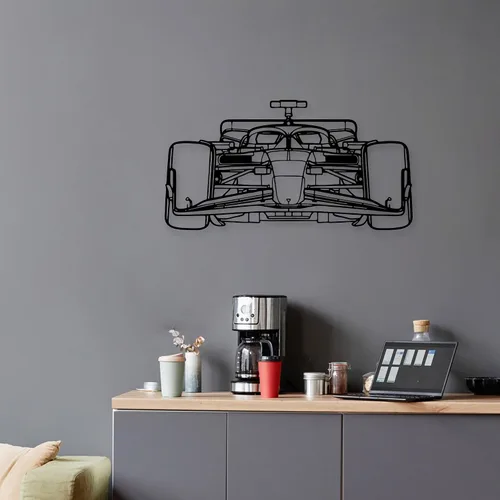 Vista 5 de Xedatric F1 Coche de Carreras de Metal Arte de Pared Fórmula 1 Silueta Colgante de Pared Decoración de Coche de Carreras para Garaje, Habitación