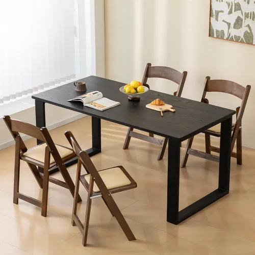 Vista 8 de Silla plegable de madera, color madera de fruta, juego de 2