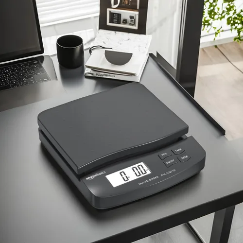 Vista 7 de Amazon Basics Báscula postal digital, adaptador de CA, capacidad de 65 lb, precisión de 0.1 oz, negra