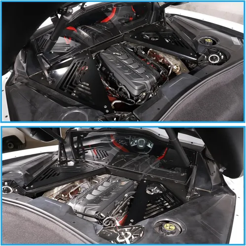 Vista 6 de Sekhyna Cubierta de panel de bahía del motor compatible con Chevrolet Corvette C8 Stingray 2020-2024 aleación de aluminio 2 piezas compartimento