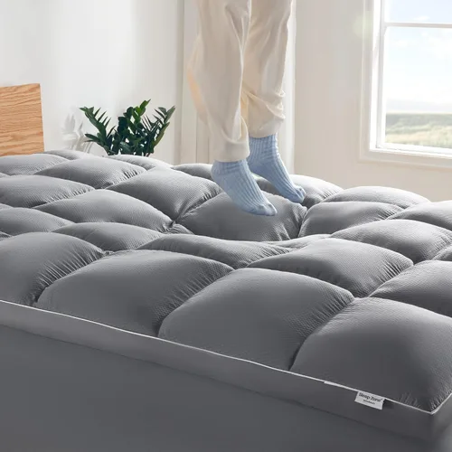 Vista 9 de SLEEP ZONE - Cubrecolchón tamaño individual, funda de colchón extra gruesa para el dolor de espalda, funda de colchón mullida y de soporte