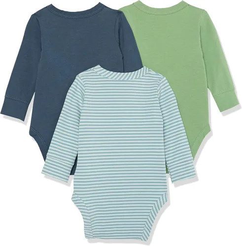 Vista 2 de Tienda Essentials Unisex Babies' Cotton Long-Sleeve Side Snap Bodysuit (Previously Tienda Aware), Pack of 3