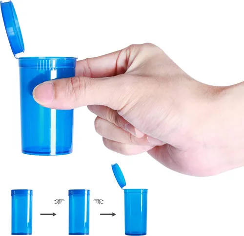 Vista 3 de 12 frascos vacíos de plástico con receta, botellas herméticas impermeables para píldoras para juntas con tapas emergentes, recipiente