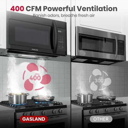 Vista 7 de GASLAND Horno microondas de 30 pulgadas, gran capacidad de 1.9 pies cúbicos para pizza y platos familiares de 12 pulgadas, 1000 W con 11 niveles