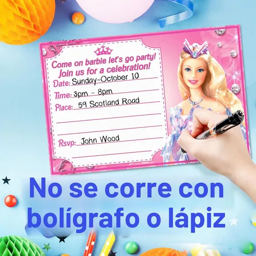 Vista 7 de Juego de 20 tarjetas y sobres de invitación de feliz cumpleaños con temática rosa de muñeca de moda, ligeros (8.47 oz), estilo postal invitaciones