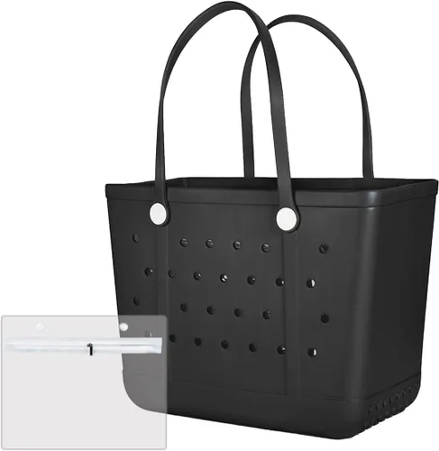 Vista 9 de Extra Large Rubber Beach Bag Tote Bag for Women Waterproof Bag Almendra