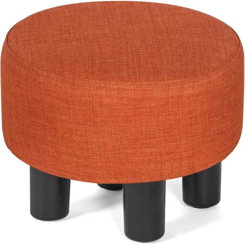 Vista 12 de Asense Taburete otomano de piel sintética, asiento acolchado rectangular pequeño con patas antideslizantes (marrón)