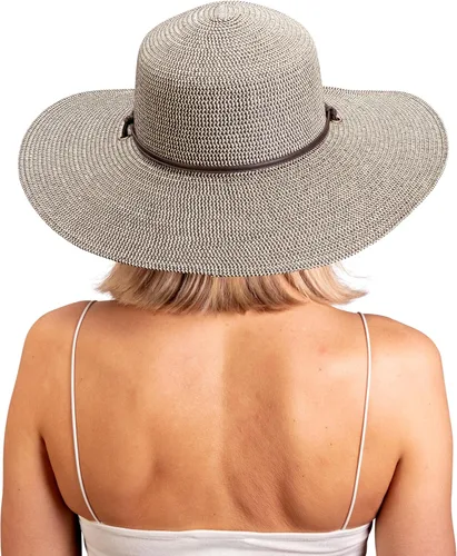 Vista 5 de Sloggers Sombrero de sol trenzado de ala ancha para mujer con cordón de viento, protección solar máxima UPF 50+ Salvia
