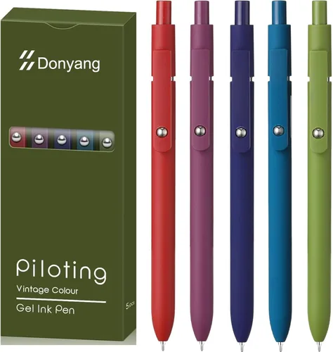 Vista 12 de Donyang - Bolígrafos de gel, 5 bolígrafos de punta fina de tinta negra de secado rápido de 0.028 in con escritura suave, bolígrafos