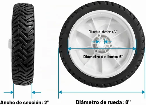 Vista 2 de Cluparis Rueda de cortacésped para Toro 105-1814 Rueda delantera/trasera de 8" 3/4" 1/2" (juego de 2)
