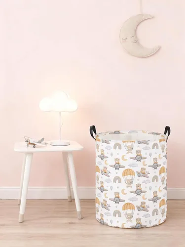 Vista 5 de Cesta de lavandería para niños, cesta de lavandería de animales, cestas de almacenamiento plegables para decoración del hogar, oficina, organizador