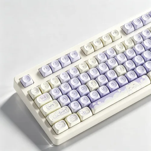 Vista 8 de Pink Cute Keycaps, PBT MOA Profile, Anime Cat Anime Keycap Set Creamy naranja rosa