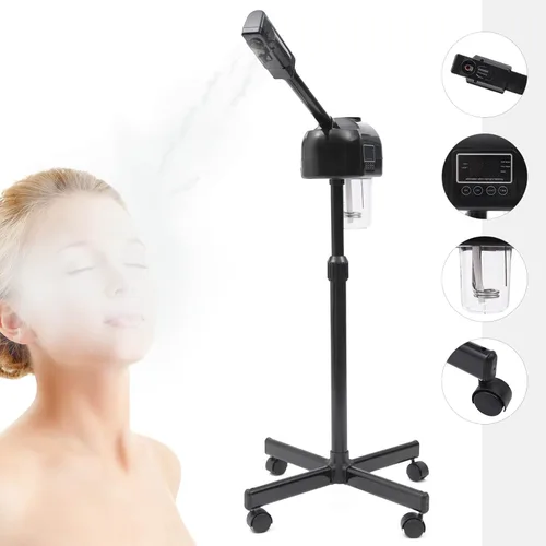 Vista 4 de Vaporizador facial para cara, profesional LCD de niebla caliente, vaporizador facial portátil de ozono para limpieza facial profunda, temporizador