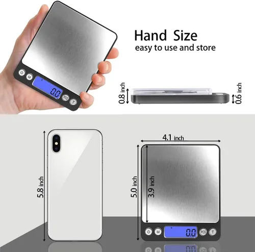 Vista 3 de Fuzion - Báscula digital de cocina de 105.82 oz, gramo y onza 0.1g Accuracy, 6 Modes, 2 Trays Included, LCD Display, Tare, Piece Counting, For